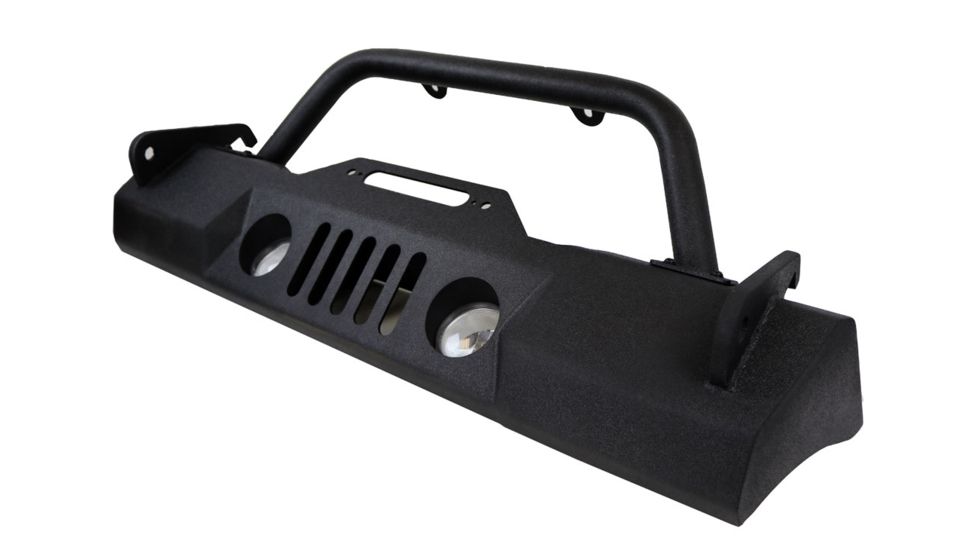 Tuff Stuff Overland Stubby Front Winch Bumper for 07-18 Jeep Wrangler JK, Matte, Black, NSN N, TS-FB-JK-STB