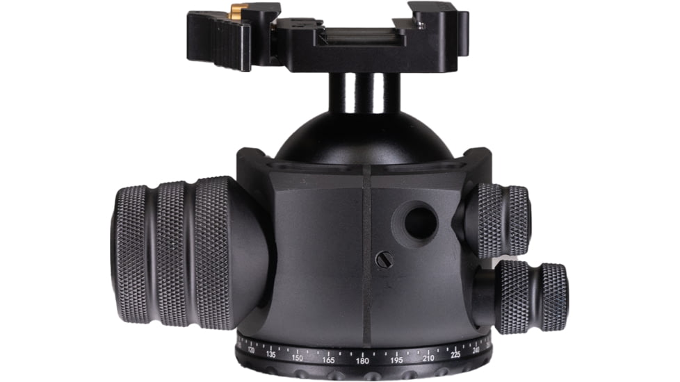 Two Vets Tripods Inc 55MM Dual Tension Ballhead w/Arcalock Dual Clamp, Arca Swiss and Picatinny, Black, 3in, 850044845262