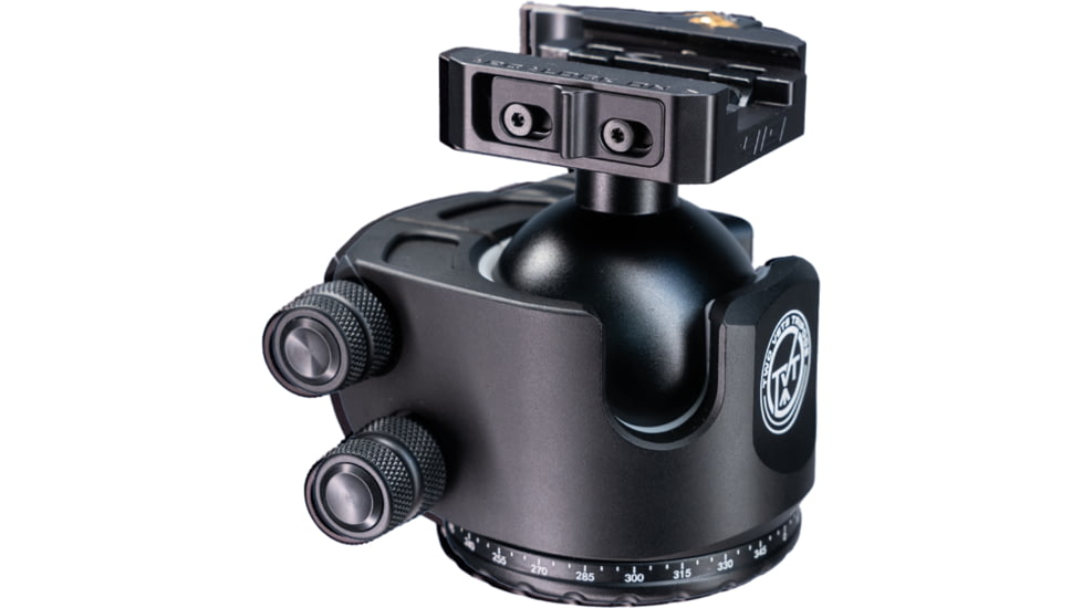 Two Vets Tripods Inc 55MM Dual Tension Ballhead w/Arcalock Dual Clamp, Arca Swiss and Picatinny, Black, 3in, 850044845262