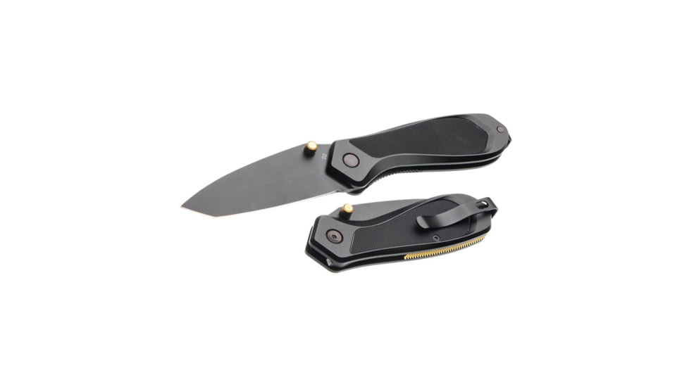 Tyrant CNC T.D.C.001 3in Folding Knife, Tanto Blade, D2 Steel, Gold/Black, TD-TDC001-Black-Gold