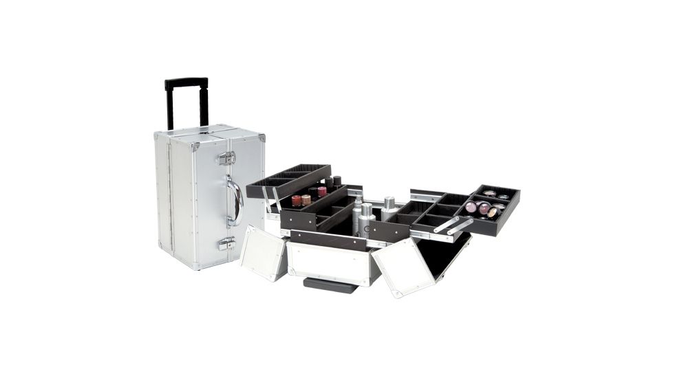TZ Case AB100T-S Large Professional Makeup Beauty Case - Silver AB100T-S