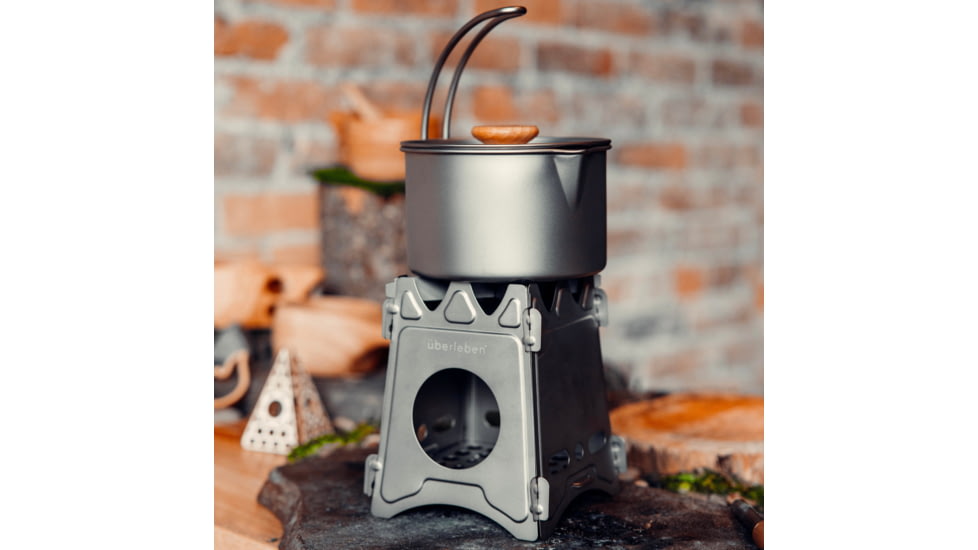 Uberleben Stoker Flatpack Stove w/Waxed Canvas, Titanium, UB-STTI-0101