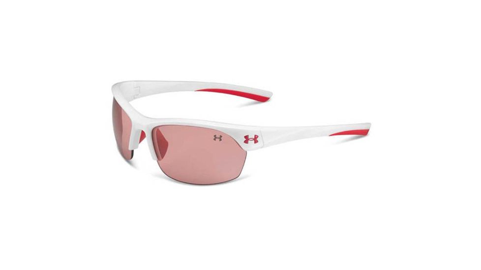 Under Armour Marbella, Satin White w/Hot Coral Rubber, Crimson Lens, U8600066-111170