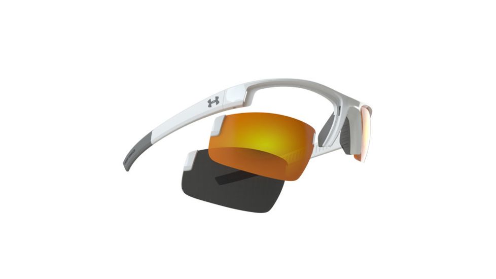 Under Armour Stride S, Shiny White Frame, Orange Mirror &amp; Gray Lens, U8620039-520041