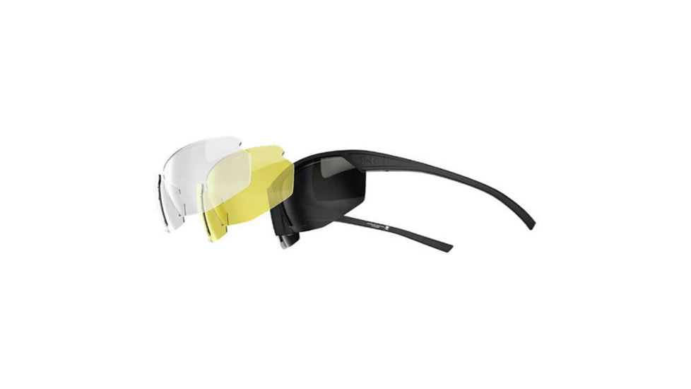 Under Armour Zone 2.0, Wwp, Satin Black w/Gray, Yellow &amp; Clear Lenses, U8631050-010195