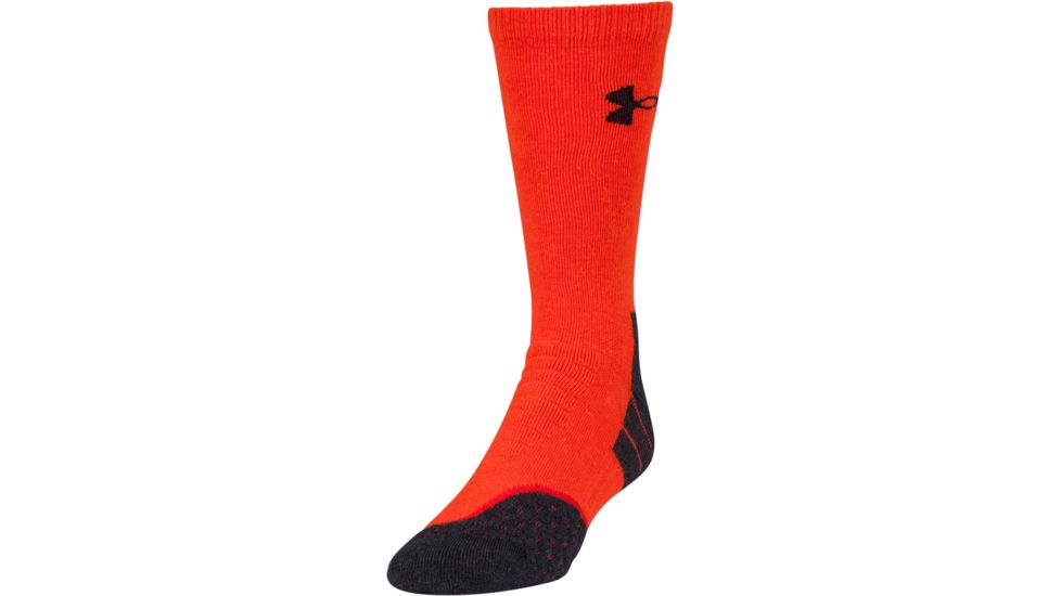 Under Armour All Season Wool Boot Socks, Darkorange/Black, 10-13 Large, U046-DKO/BLK-LG