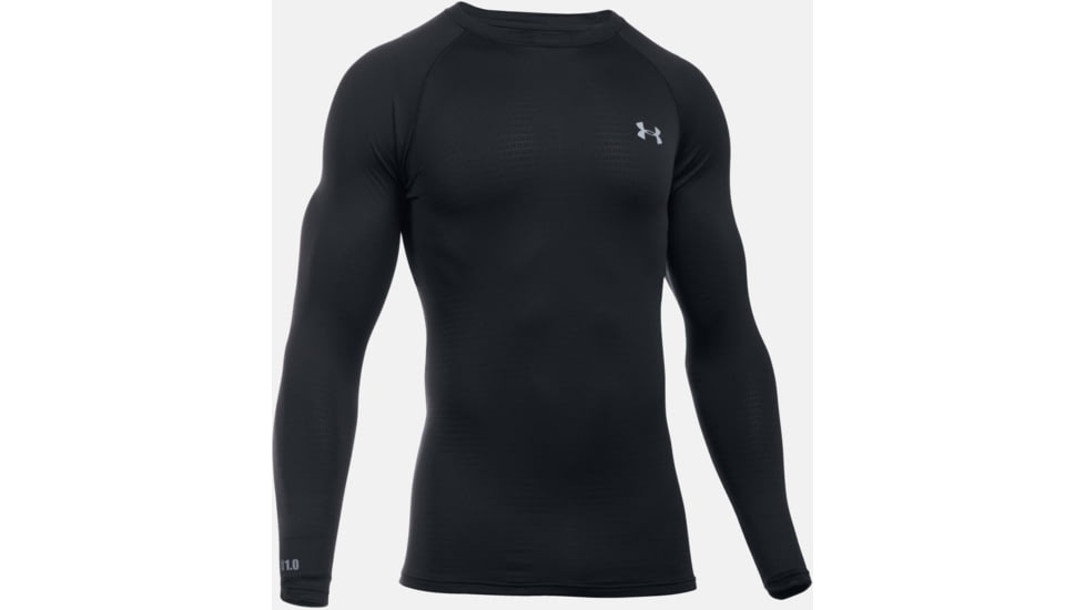Under Armour Base 1.0 Crew Shirt - Men's-Black/Steel-Large