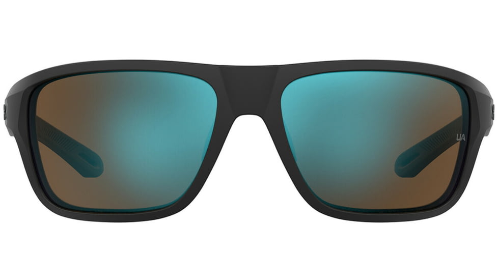 Under Armour Battle Sunglasses with Matte Black Frame and Outdoor Tuned Cobalt Green Mirror Lens, Medium, UA0004S 0VK-W1