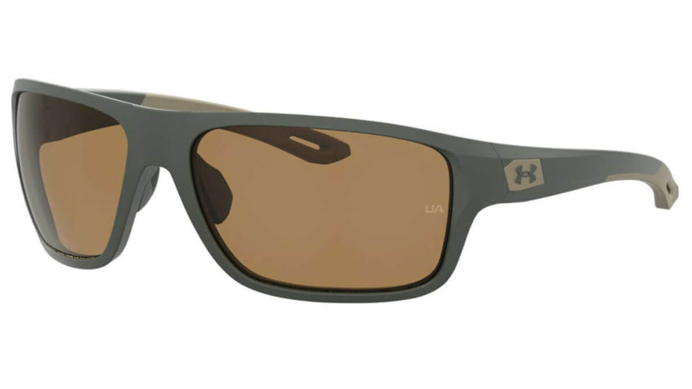 Under Armour Battle Sunglasses with Matte Solid Baroque Frame and Brown High Contrast Polarized Lens, Medium, UA0004S 1ED-6A