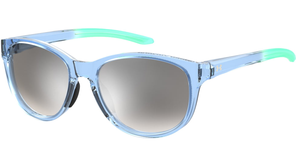 Under Armour Breathe Sunglasses with Transparent Azure Frame and Silver Mirror Lens, Medium, UA0014GS MVU-IC