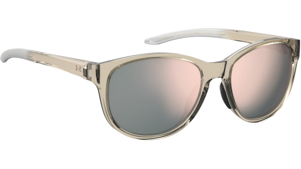 Under Armour Breathe Sunglasses with Transparent Grey Frame and Rose Gold Mirror Lens, Medium, UA0014GS 10A-0J
