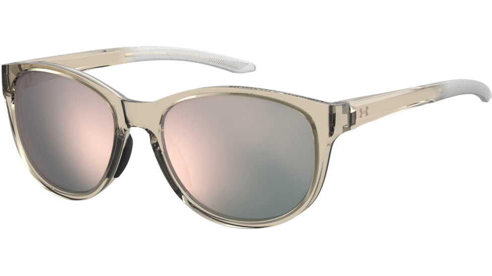 Under Armour Breathe Sunglasses with Transparent Grey Frame and Rose Gold Mirror Lens, Medium, UA0014GS 10A-0J