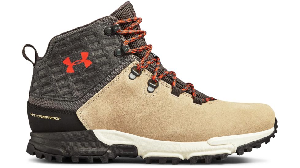 Under Armour Brower Mid WP Mens, City Khaki/Stone/Radio Red, 10, 3020759-200-10