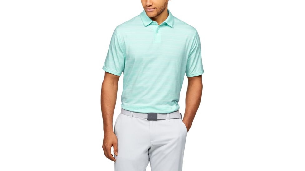 Under Armour Charged Cotton Scramble Stripe Polo - Mens, Extra Large, Aqua Float, 1323455791XL