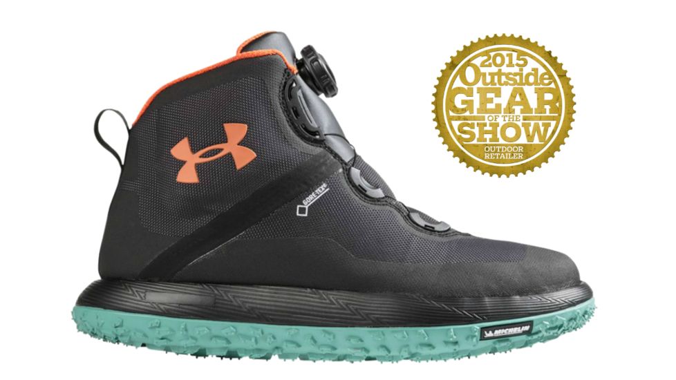 Under Armour Fat Tire GTX Trail Running Shoe - Mens-Lead/Black/Orange-Medium-11 US