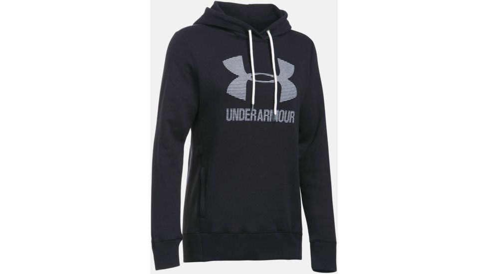 Under Armour Favorite Fleece Sportstyle Hoody - Women's-Black/White-Medium
