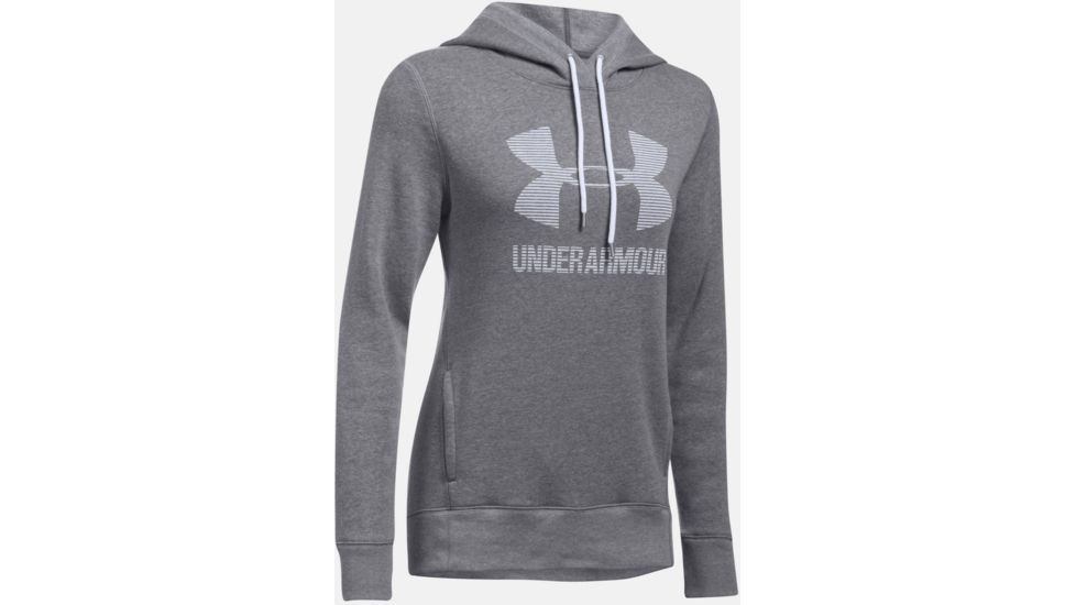 Under Armour Favorite Fleece Sportstyle Hoody - Women's-Graphite Light Heather/White/White-X-Small