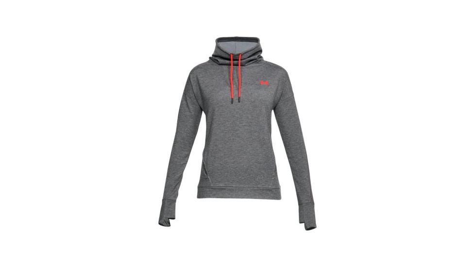 Under Armour Featherweight Fleece Funnel Neck - Women's, CHARCOAL MEDIUM HEATHER/Charcoal/NEON CORAL, LG, 1305498-019-LG