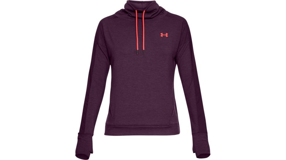 Under Armour Featherweight Fleece Funnel Neck - Women's, MERLOT/MERLOT/NEON CORAL, SM, 1305498-564-SM