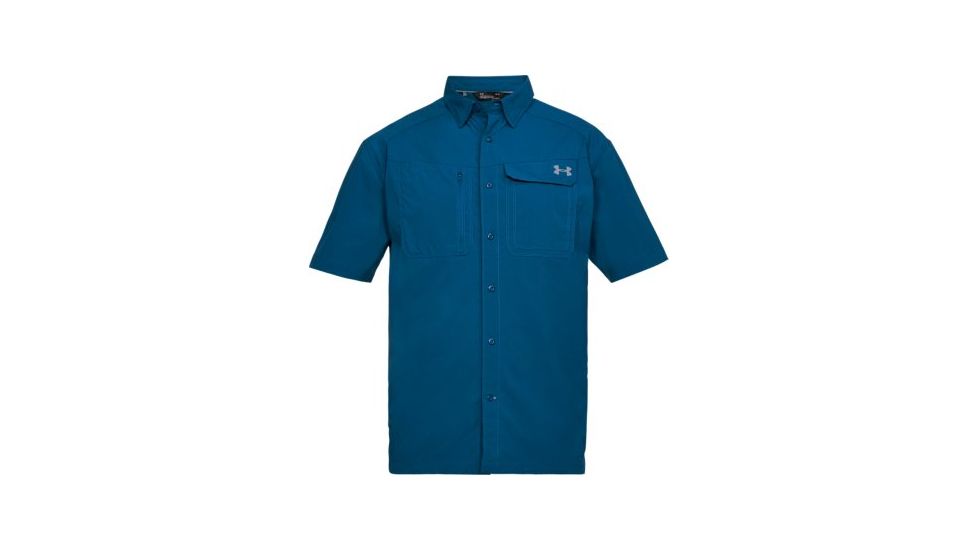 Under Armour Fish Hunter Short Sleeve Solid, Moroccan Blue AFS/Deprecated-Steel, SM, 1300037-487-SM