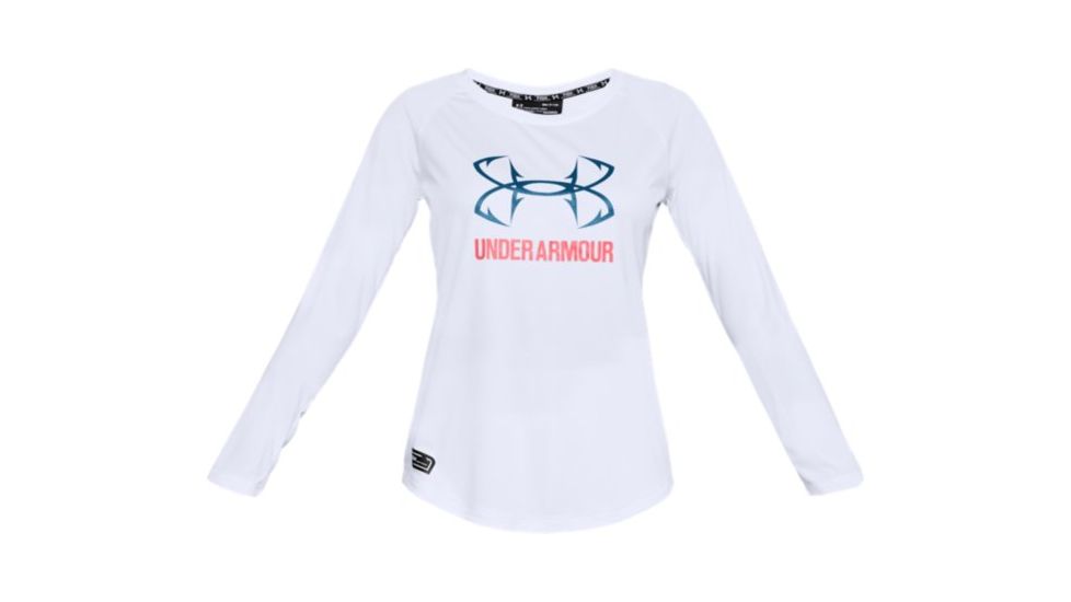 Under Armour Fish Hunter Tech Long Sleeve Shirt - Women's, White/Brilliance/Moroccan Blue AFS/Deprecated, Small, 1290534-101-SM