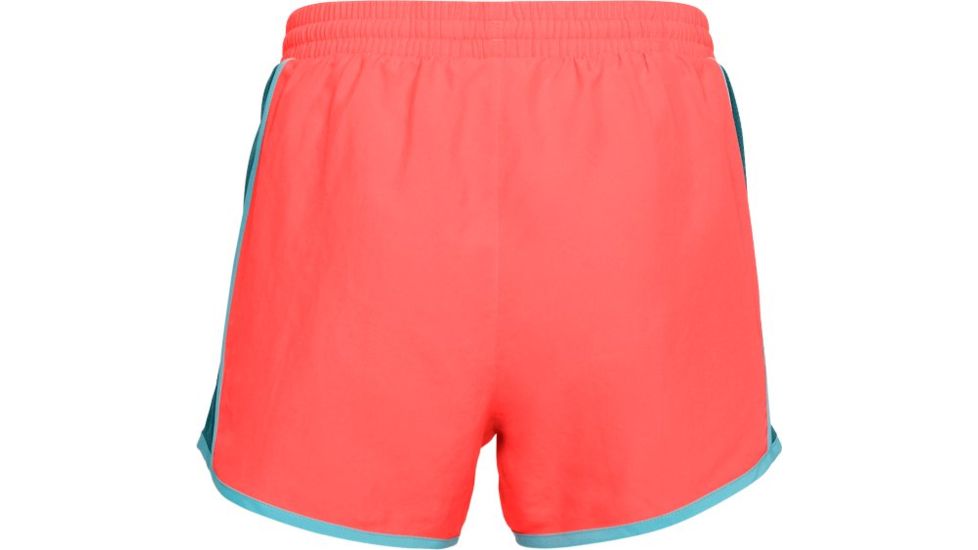 Under Armour Fly By Short - Women's, Neon Coral/Tourmaline Teal/Reflective, Small, 1297125-985-SM