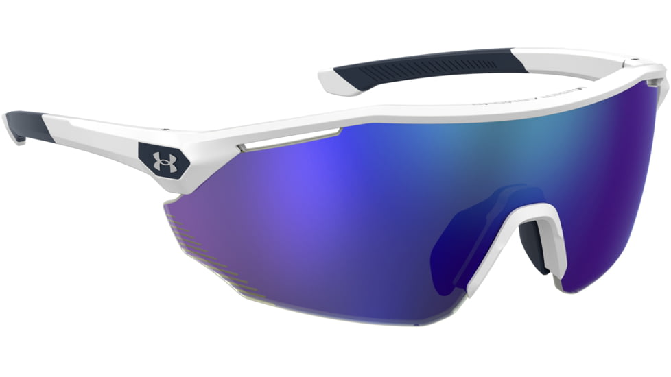 Under Armour Force 2 Sunglasses with Matte White/Grey Frame and Blue Mirror Lens, Medium, UA0011S WWK-W1