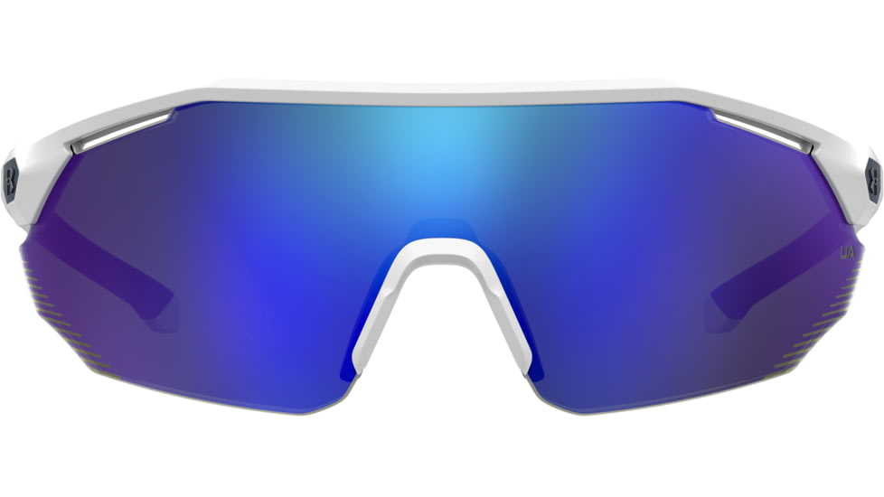 Under Armour Force 2 Sunglasses with Matte White/Grey Frame and Blue Mirror Lens, Medium, UA0011S WWK-W1