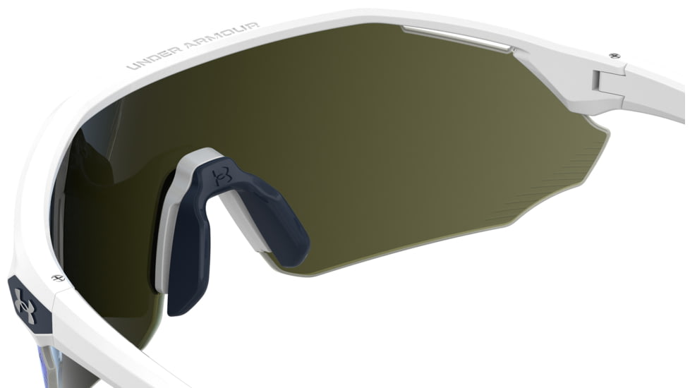 Under Armour Force 2 Sunglasses with Matte White/Grey Frame and Blue Mirror Lens, Medium, UA0011S WWK-W1