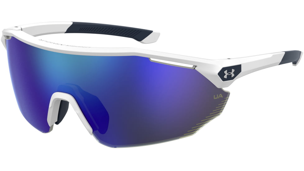 Under Armour Force 2 Sunglasses with Matte White/Grey Frame and Blue Mirror Lens, Medium, UA0011S WWK-W1