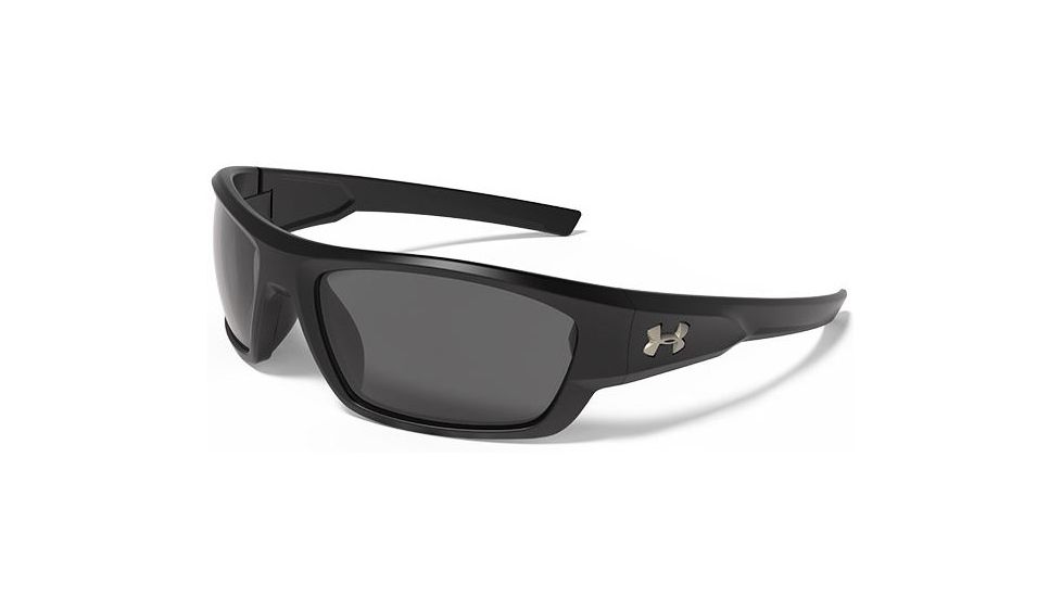 Under Armour Force Storm Sunglasses, Satin Black/Black Frame, Gray Polarized Lens U8630086-010108