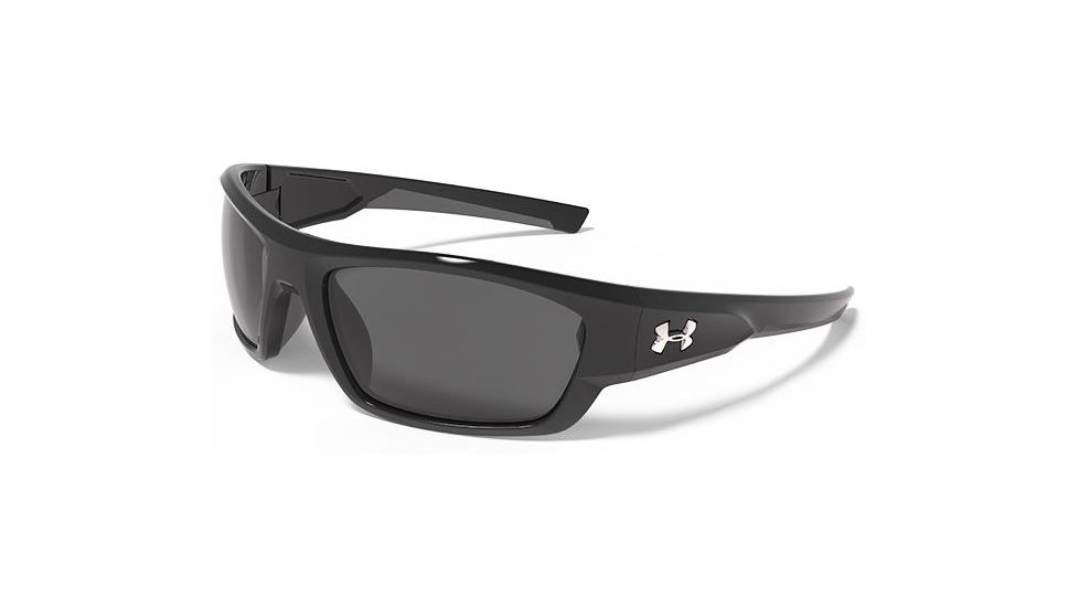 Under Armour Force Sunglasses, Shiny Black/Charcoal Frame, Gray Lens U8600086-000900
