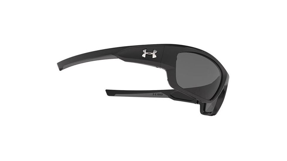 Under Armour Force Sunglasses, Shiny Black/Charcoal Frame, Gray Lens U8600086-000900