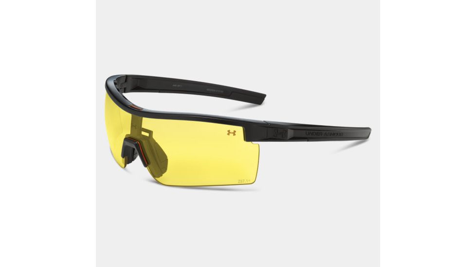 Under Armour Freedom,Satin Black Frame,Logo,Gray,Yellow &amp; Clear Lenses, U8630069-010195