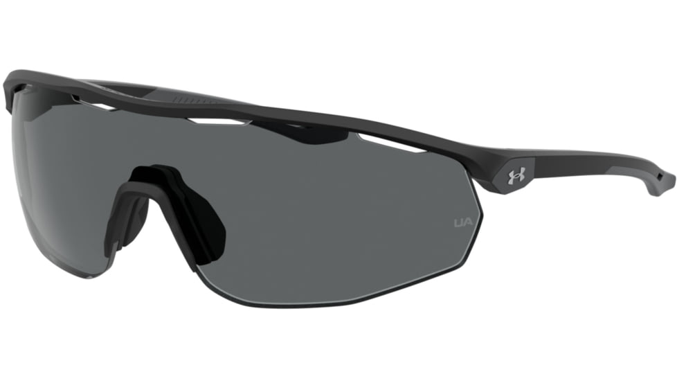 Under Armour Gametime Sunglasses with Matte Black Frame and Grey Lens, Medium, UA0003GS 003-KA