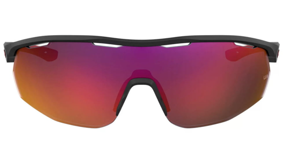 Under Armour Gametime Sunglasses with Matte Black Frame and White Temples and Infrared Grey Mirror Lens, Medium, UA0003GS 4NL-B3