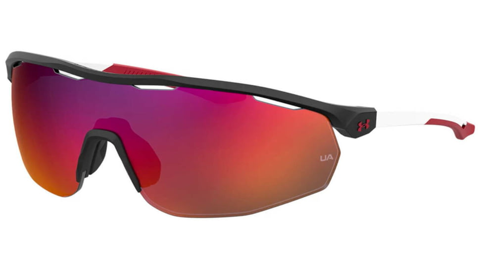 Under Armour Gametime Sunglasses with Matte Black Frame and White Temples and Infrared Grey Mirror Lens, Medium, UA0003GS 4NL-B3