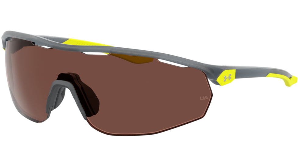 Under Armour Gametime Sunglasses with Matte Opal Grey Frame and Brown Polarized/Hi-Contrast Lens, Medium, UA0003GS 0UV-6A