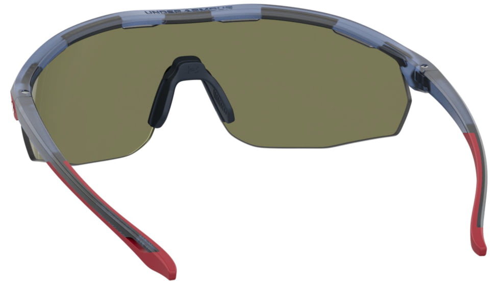 Under Armour Gametime Sunglasses with Matte Transparent Blue Frame and Grey/Blue Mirror Lens, Medium, UA0003GS PJP-W1