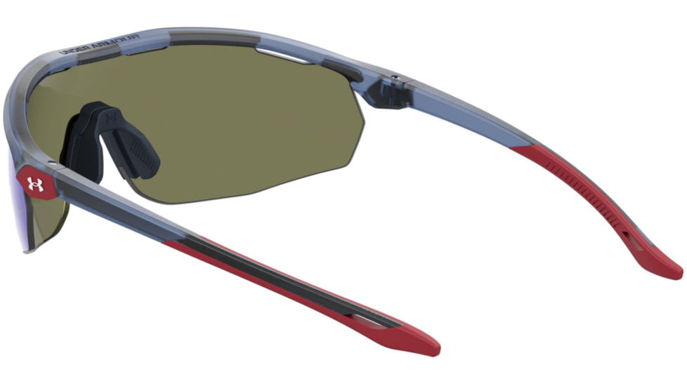 Under Armour Gametime Sunglasses with Matte Transparent Blue Frame and Grey/Blue Mirror Lens, Medium, UA0003GS PJP-W1