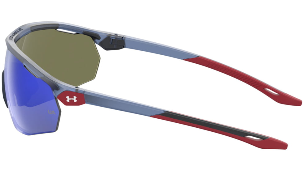 Under Armour Gametime Sunglasses with Matte Transparent Blue Frame and Grey/Blue Mirror Lens, Medium, UA0003GS PJP-W1