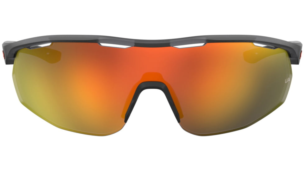 Under Armour Gametime Sunglasses with Matte Transparent Grey Frame and Baseball Tuned Orange Mirror Lens, Medium, UA0003GS KB7-50