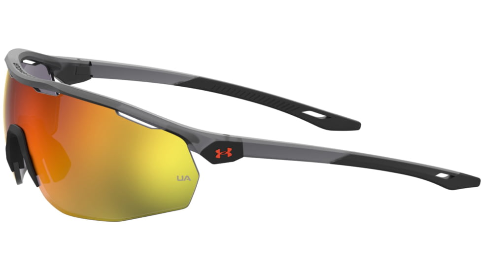 Under Armour Gametime Sunglasses with Matte Transparent Grey Frame and Baseball Tuned Orange Mirror Lens, Medium, UA0003GS KB7-50