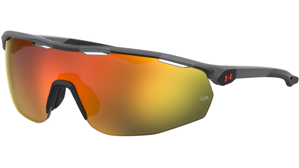 Under Armour Gametime Sunglasses with Matte Transparent Grey Frame and Baseball Tuned Orange Mirror Lens, Medium, UA0003GS KB7-50