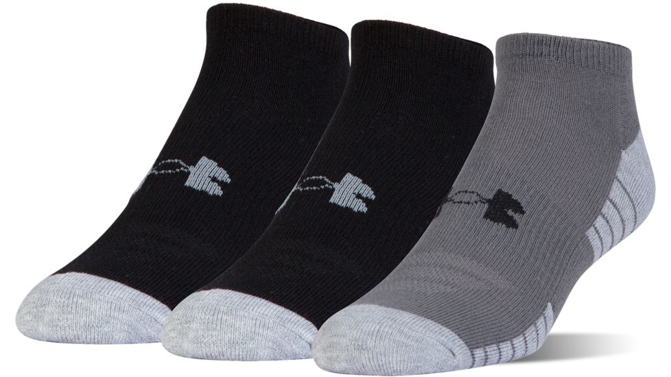 Under Armour Heatgear Tech Socks, Pack of 3, Graphite / Assorted, 7-9 Youth Large, U325-GPH/AST-YL