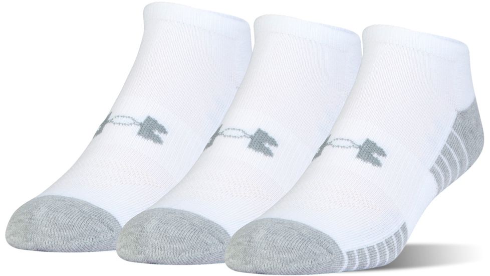 Under Armour Heatgear Tech Socks, Pack of 3, White, 7-9 Youth Large, U325-WHT-YL