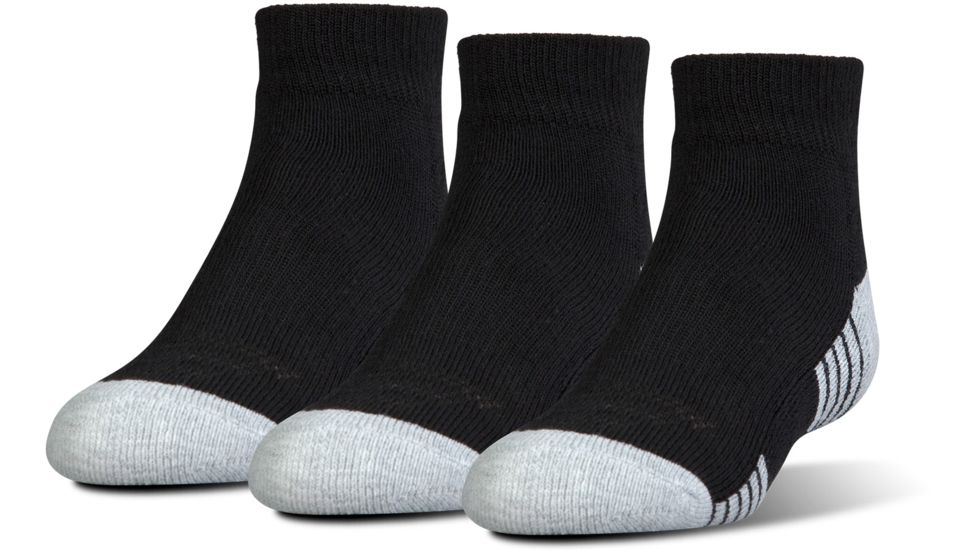 Under Armour Heatgear Tech Socks, Pack of 3, Black, 7-9 Youth Large, U326-BLK-YL