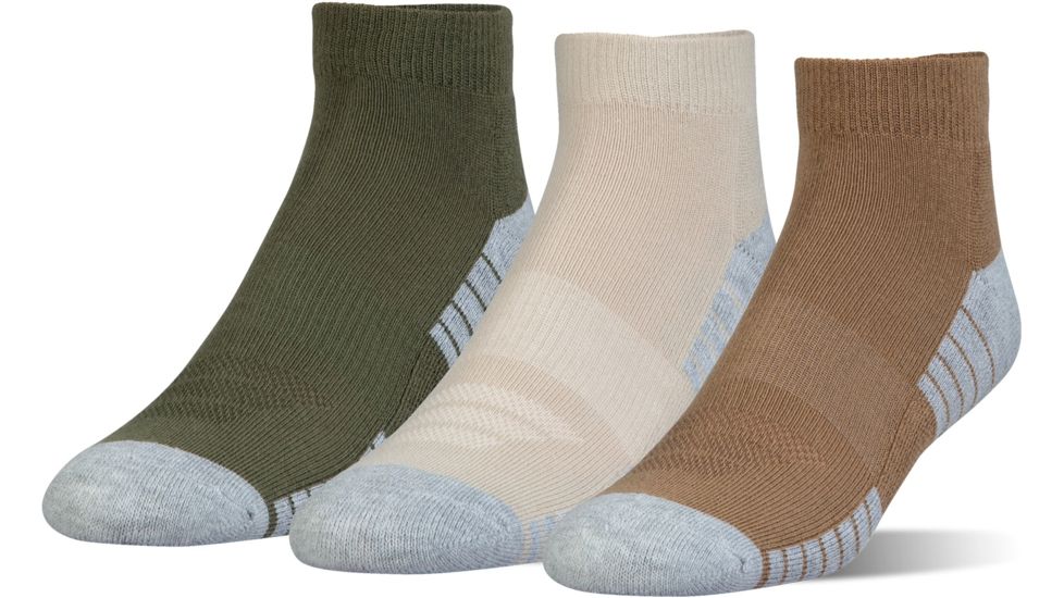 Under Armour Heatgear Tech Socks, Pack of 3, Coyote Brown / Assorted, 10-13 Large, U326-CBR/AST-LG