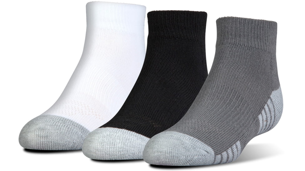 Under Armour Heatgear Tech Socks, Pack of 3, Graphite / Assorted, 7-9 Youth Large, U326-GPH/AST-YL