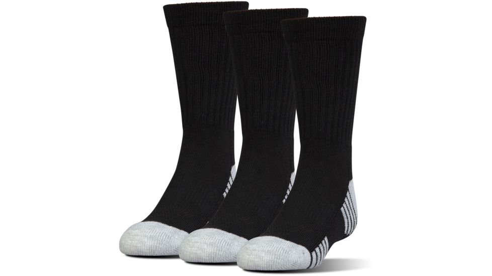 Under Armour Heatgear Tech Socks, Pack of 3, Black, 6-7.5 Youth Medium, U327-BLK-YM